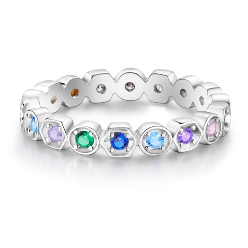 Inel argint 925, JW617, model multicolor, placat cu rodiu