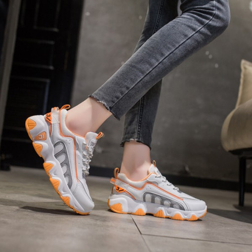Pantofi sport dama AD41, model alb/orange