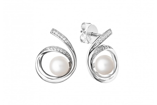 Cercei argint 925 cu perla naturala alba, JW458