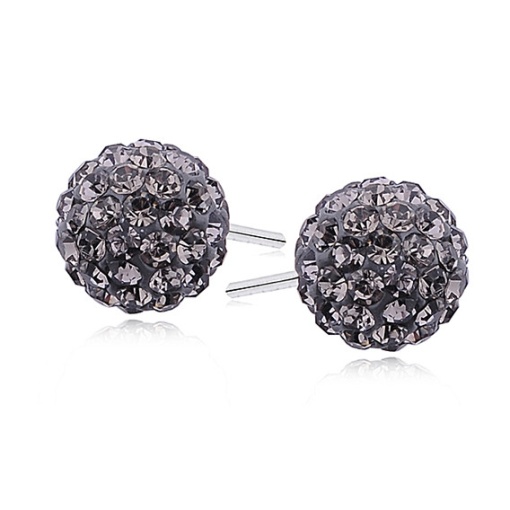 Cercei argint 925, JW247, model disco ball 8 mm, cu zirconiu gri metalic