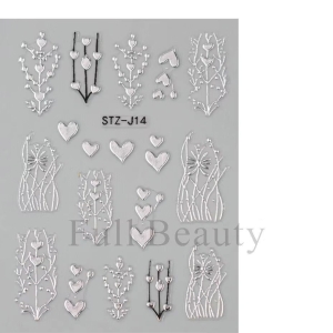Abtibilduri unghii 3D Marquise, STICKER106, Argintiu