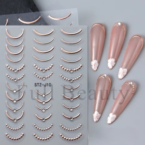 Abtibilduri unghii 3D Marquise, STICKER116, Rose gold