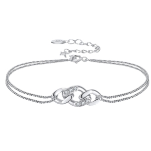 Bratara din argint 925 pentru dama, JW1775, model dublu, placata cu rodiu