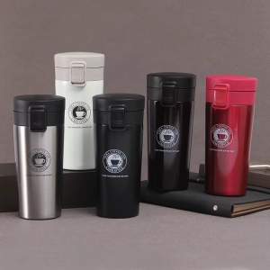 Cana Termos Premium din Inox cu Capac Flip 550 ml, TRM018, Alb - Img 8