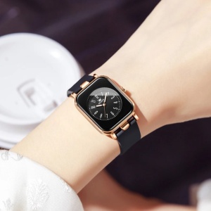 Ceas de dama Olevs CS1595, curea din silicon, negru-rose gold, cadran negru - Img 2