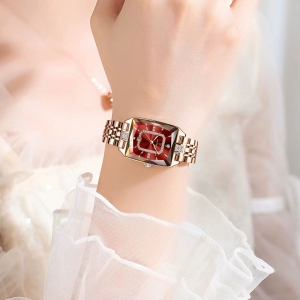 Ceas de dama Poedagar CS1907, otel inoxidabil, rose gold, cadran negru - Img 3