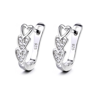 Cercei argint 925, JW1260, model inimioare, placati cu rodiu - Img 1