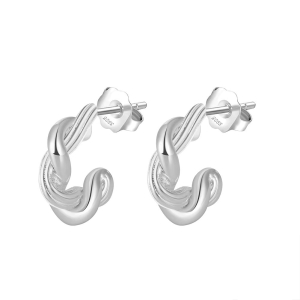 Cercei argint 925, JW1756, model impletit, placati cu rodiu
