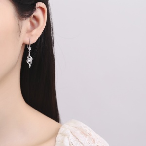 Cercei argint 925, JW839, model elegant, placati cu rodiu - Img 2