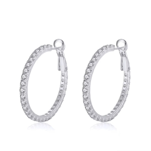 Cercei rotunzi argint 925, JW1748, model elegant, placati cu rodiu