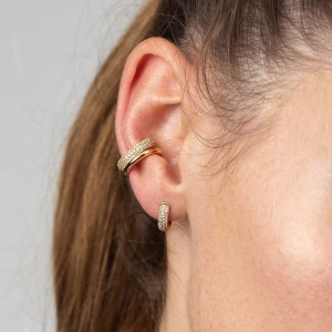 Cercel ear cuff argint 925, JW1677, model elegant, placat cu aur - Img 4