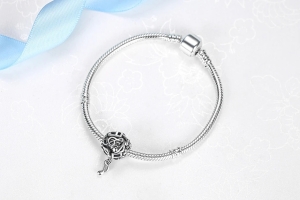 Charm/talisman argint 925, JW1140, model nota muzicala, placat cu rodiu - Img 2