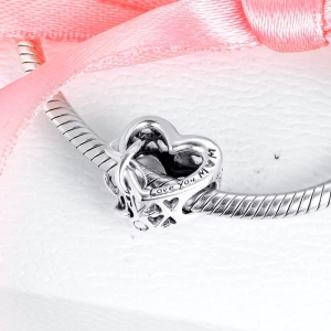Charm/talisman argint 925, JW1165, model inima si infinit, placat cu rodiu - Img 2