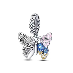 Charm/talisman argint 925, JW1195, model fluture, placat cu rodiu - Img 1