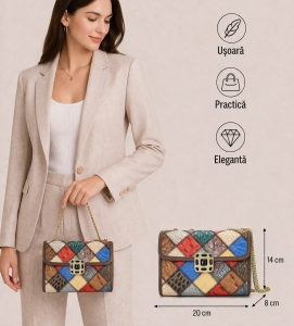 Geanta dama, Ciela GT2243, piele naturala, Multicolor - Img 2