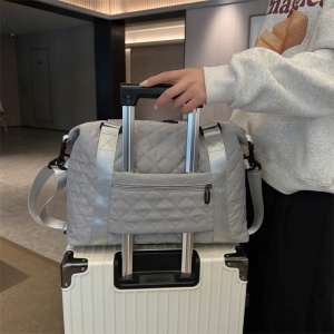 Geantă de călătorie damă matlasată, curea de umăr detașabilă, roz-maro - Img 2