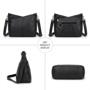 Geanta de dama, Anabelle GT3837, piele naturala, Negru - Img 5