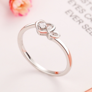 Inel argint 925, JW1340, model inima si infinit, placat cu rodiu - Img 3