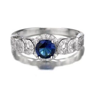 Inel argint 925, JW1845, model elegant cu zirconiu albastru, placat cu rodiu