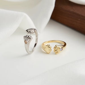 Inel reglabil argint 925, JW1758, model labuta, placat cu aur - Img 4