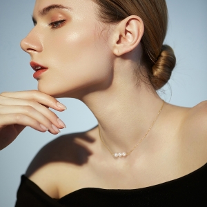 Lantisor argint 925, JW1535, model perla, placat cu rodiu - Img 2