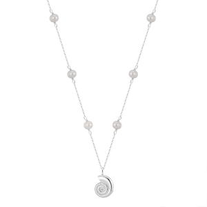 Lantisor argint 925, JW1540, model scoica, placat cu rodiu - Img 1