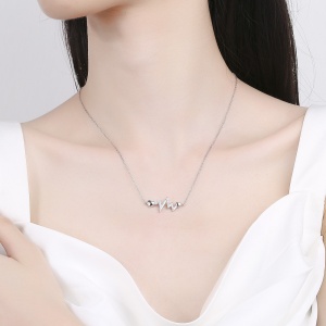 Lantisor argint 925, JW876, model puls, placat cu rodiu - Img 2