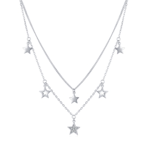 Lantisor dublu argint 925, JW1831, model stelute, placat cu rodiu
