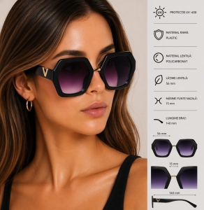 Ochelari de soare pentru femei, SG103, Negru - Img 2
