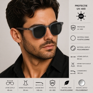 Ochelari de soare unisex, SG034, Negru - Img 3
