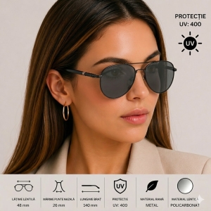 Ochelari de soare unisex, SG038, Gri inchis - Img 2