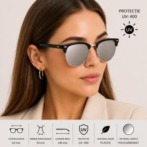Ochelari de soare unisex, SG056, Negru/Gri - Img 2