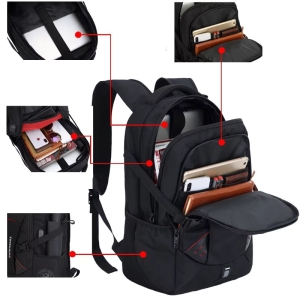 Rucsac unisex, Valther GT3747, port USB, marimea S, Negru - Img 3