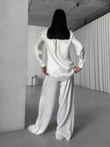 Set pijama dama din doua piese, cu nasturi – 2301433, Alb - Img 4