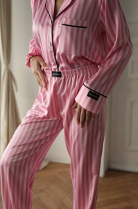 Set pijama dama din doua piese, cu nasturi – 2401666, Roz - Img 6