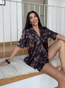 Set pijama dama din doua piese, cu nasturi – 2500092, Dark Blossom - Img 7