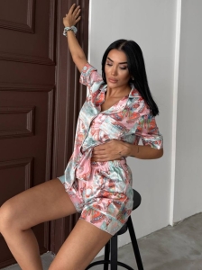 Set pijama dama din doua piese, cu nasturi – 2500105, Butterfly Chic - Img 3