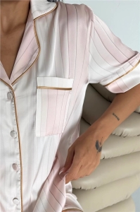 Set pijama dama din doua piese, cu nasturi – 2600043, Nude - Img 6