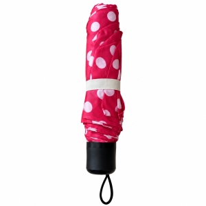 Umbrela pliabila pentru ploaie, 8 spite, diametru 97 cm, UMB067, Roz cu buline