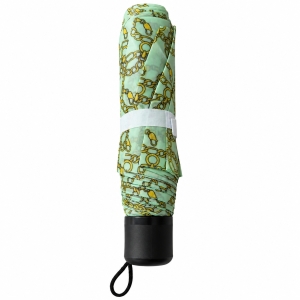 Umbrela pliabila pentru ploaie, 8 spite, diametru 97 cm, UMB078, Verde cu imprimeu lanturi