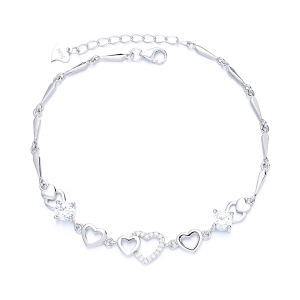 Bratara din argint 925 pentru dama, JW1607, model inimioare, placata cu rodiu - Img 1