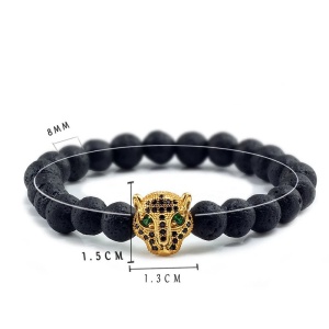 Bratara unisex leopard, BT127, Negru/Auriu - Img 2