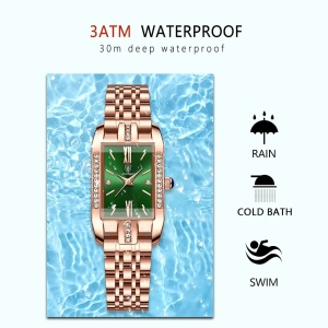 Ceas dama Poedagar CS1516, otel inoxidabil, rose gold, cadran maro - Img 2