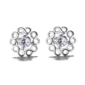 Cercei argint 925, JW1579, model infinit, placati cu rodiu - Img 1