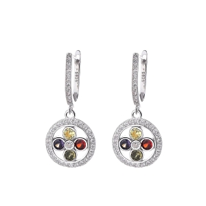 Cercei argint 925, JW1616, model floare, placati cu rodiu