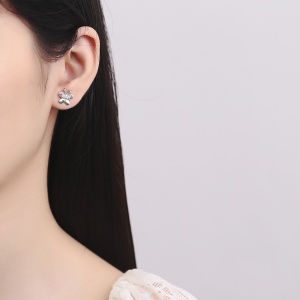 Cercei argint 925, JW762, model fluture, placati cu rodiu - Img 2