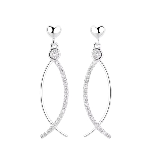 Cercei lungi de argint 925, JW1611, model cu pietre, placati cu rodiu