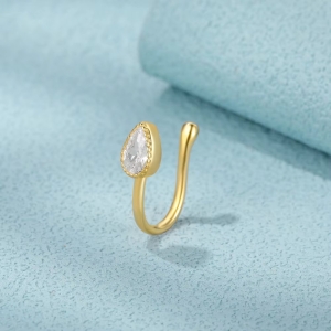 Cercel ear cuff argint 925, JW1672, model elegant, placat cu aur - Img 3