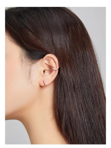 Cercel ear cuff argint 925, JW978, model cu pietre, placat cu rodiu - Img 2