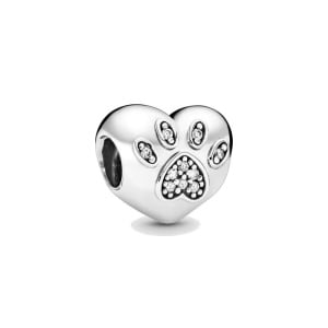 Charm/talisman argint 925, JW1164, model inima si labuta, placat cu rodiu - Img 1